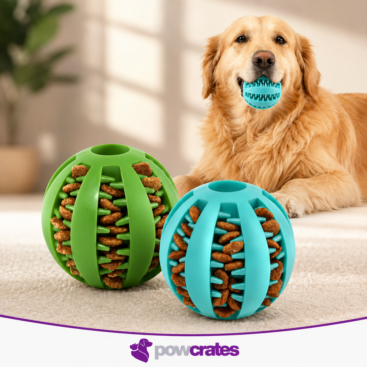 Powcrates Chew Toy Balls 2pack Interactive Dog